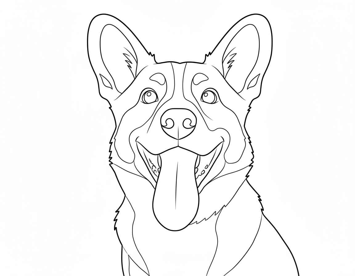 Happy Corgi coloring page