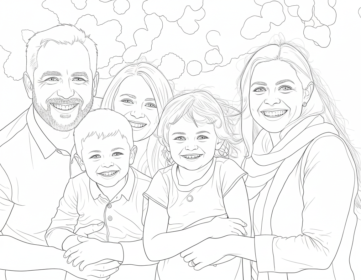 Family of Four coloring page