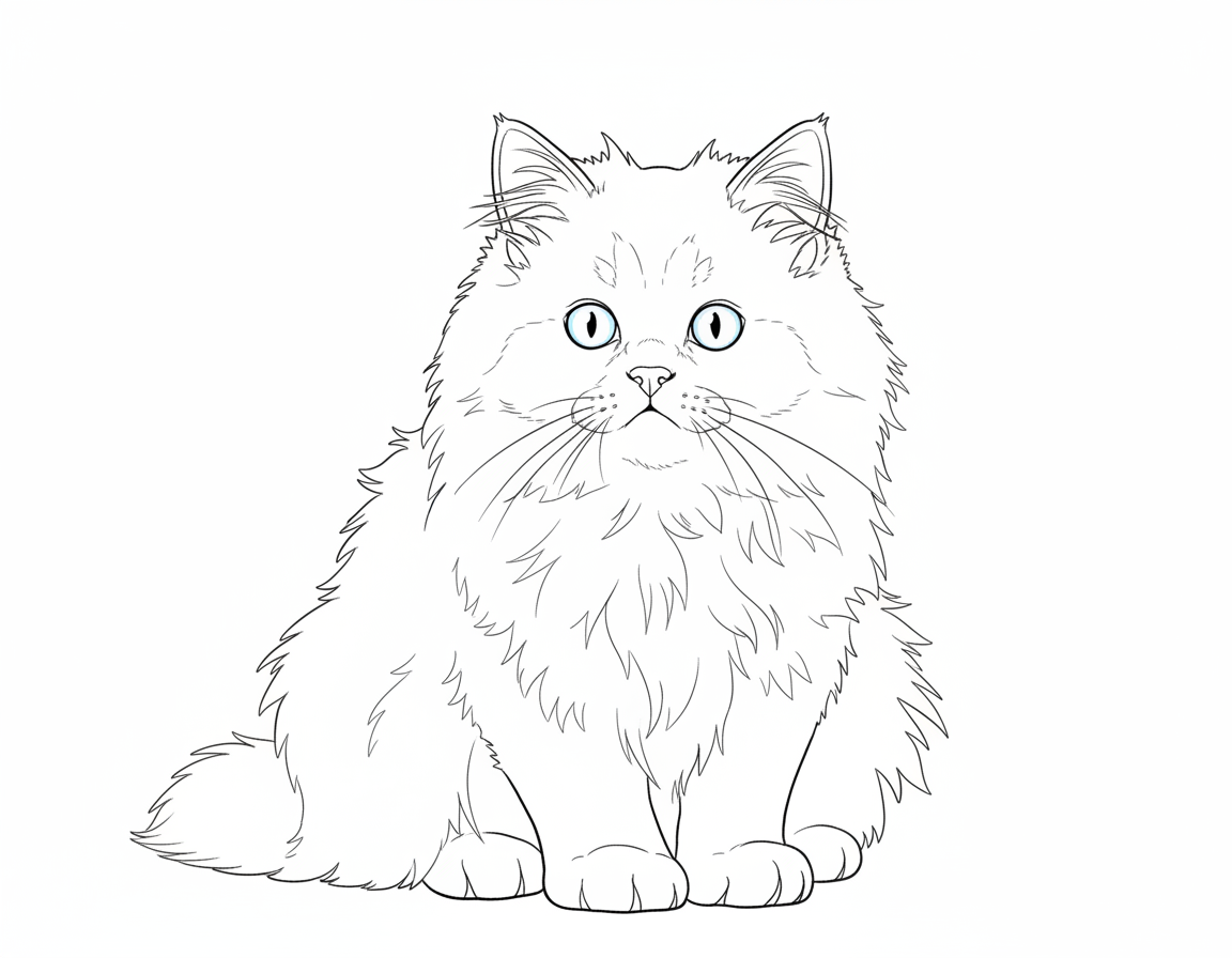 Fluffy Persian coloring page