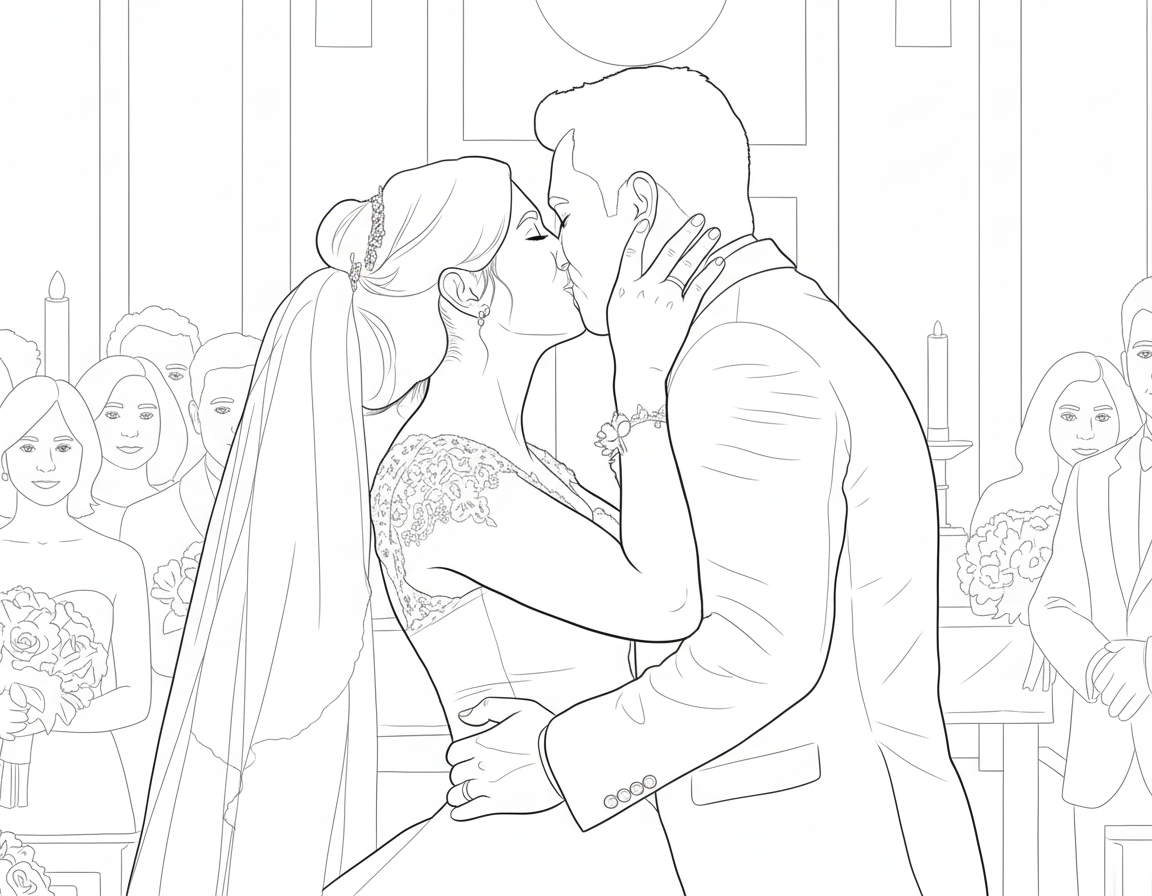 First Kiss coloring page